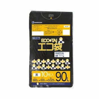 ECO TAI エコ袋 90L KN-97 黒 10枚×40冊 [ラッピング不可][代引不可][同梱不可]