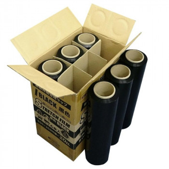 業務用梱包用ラップ STRETCH FILM STR-500-20BK 黒 6本 [ラッピング不可][代引不可][同梱不可]｜イースクエア