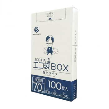 エコ袋BOX 70L 強化タイプ BX-735 半透明 100枚&times;5小箱 [ラッピング不可][代引不可][同梱不可]｜イースクエア
