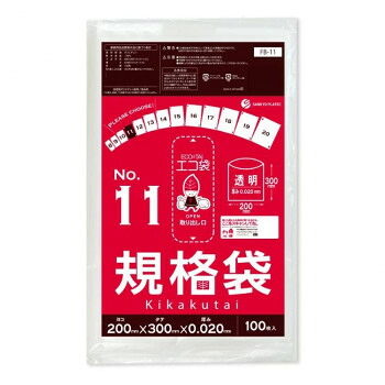 ECO TAI エコ袋 No.11 規格袋 FB-11 透明 100枚&times;80冊 [ラッピング不可][代引不可][同梱不可]｜イースクエア 14,952円