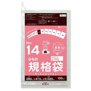 ECO TAI エコ袋 No.14 ひも付規格袋 FBH-14 透明 100枚×40冊 [ラッピング不可][代引不可][同梱不可]