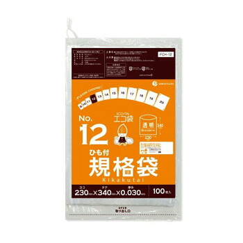 ECO TAI エコ袋 No.12 ひも付規格袋 FCH-12 透明 100枚&times;40冊 [ラッピング不可][代引不可][同梱不可]｜イースクエア