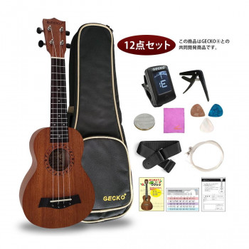 GECKO(ゲッコー)×アーバン通商 ウクレレ(充実の12点セット) 21インチ ソプラノ U21M NA|イースクエア