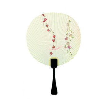 日本製 MADE IN JAPAN 金彩京うちわ 小型 しだれ桜 2096