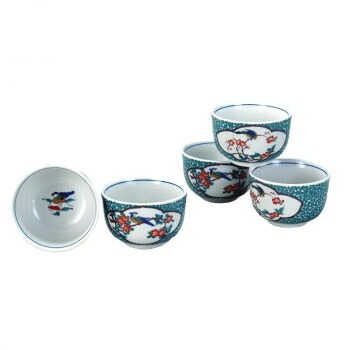 日本製 伝統工芸 九谷焼 汲出揃 緑彩唐草花鳥 N136-03 [ラッピング不可][代引不可][同梱不可]｜イースクエア