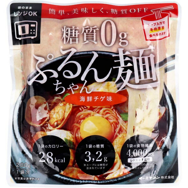 市場 糖質0g ぷるんちゃん麺 1食分 海鮮チゲ味