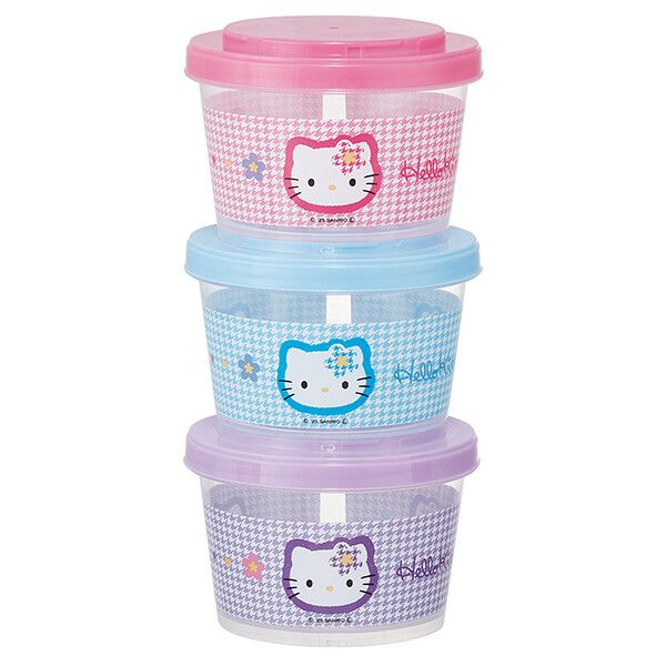 ハローキティ 食品保存容器 6個セット Amazon｜OSK オーエスケー ハローキティさくら シール容器3P