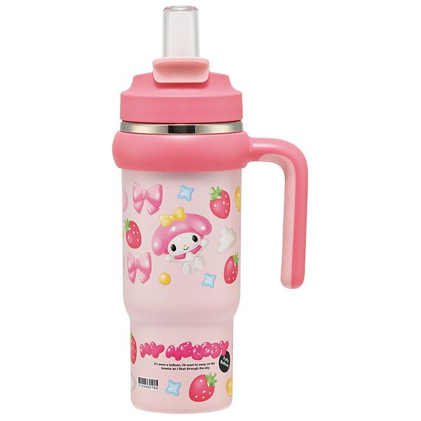 マイメロディ ぷっくりバルーン ハンドル付2WAYストローステンレスタンブラー スケーター