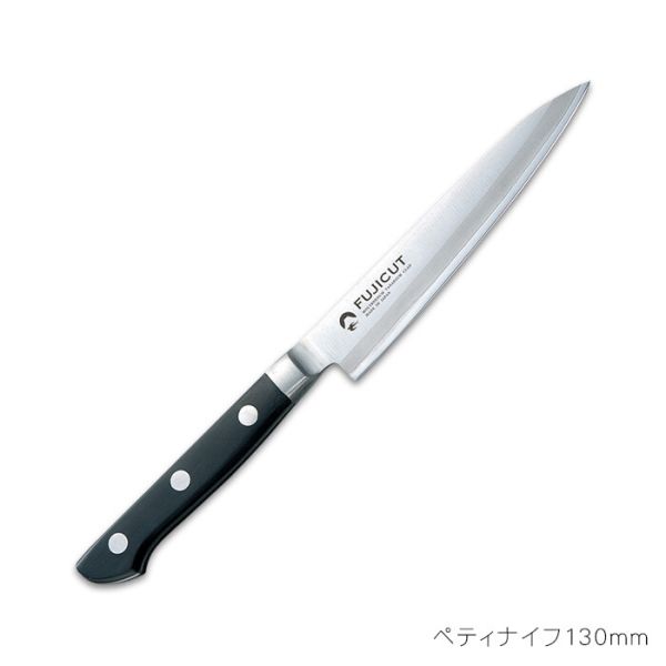 富士カトラリー FUJICUT #6000 口金付 モリブデンバナジウム鋼本割込庖丁 ペティナイフ 130mm FC-1660