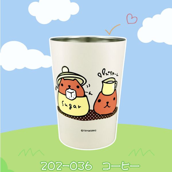 カピバラさん 2WAY真空二重タンブラーM 450ml コーヒー 202-036 [キャンセル・変更・返品不可]画像