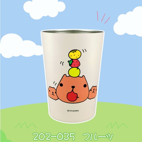 カピバラさん 2WAY真空二重タンブラーM 450ml フルーツ 202-035 [キャンセル・変更・返品不可]画像