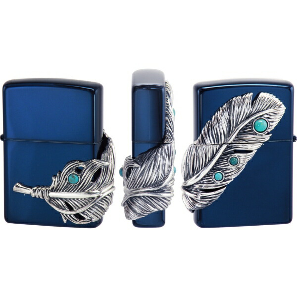 超高品質で人気の Zippo ビッグフェザーメタルビッグフェザーメタルブルーイオン キャンセル 変更 返品不可 新素材新作