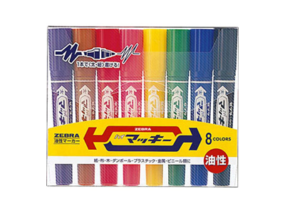 まとめ) ゼブラ 油性マーカー ハイマッキー 角芯太字+丸芯細字 赤 MO