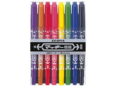楽天市場】ゼブラ 油性マーカー マッキー ケア極細 つめ替えタイプ 8色