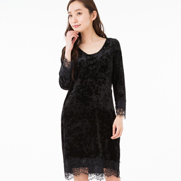 Paris 大人可愛い七分袖 A Paris Fille ファス Fas ワンピースフランス インポート ファス Fas 袖口 裾レースがアクセント 7分袖ワンピース Suivre ワンピース 上品 ファス Fas ワンピースフランス