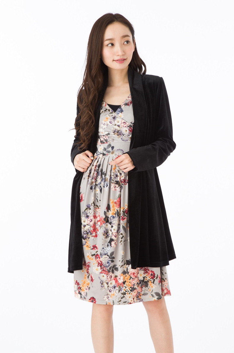 おすすめネットのフランス Paris ワンピ インポート フィフィーユ Fifilles カーディガン T1 T2 T3サイズ 大人ファッション ベロア 長袖 レディース 無地 上品 大きいサイズ きれいめ 大特価放出本物の