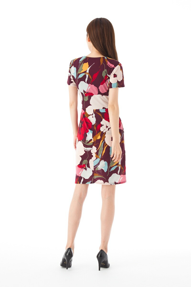 T2 ジャージー 大人可愛い 半袖 レディース ステラ ワンピース 半袖 ワンピース ステラ T2 パリ Stellar エジェリ Egerie ワンピース T1 Paris 上品 インポート T3サイズ フランス ひざ丈ワンピース ｖネック