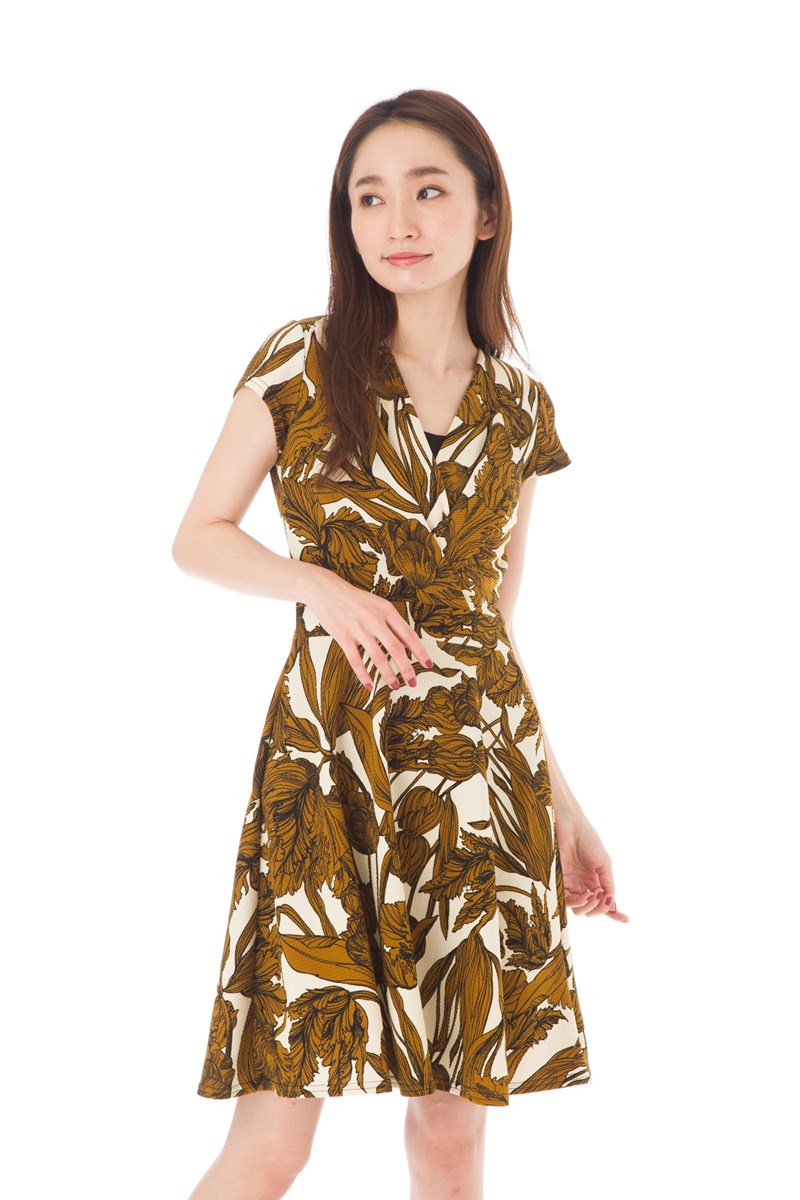 楽天市場 エジェリ Egerie ワンピース T1 T2 T3サイズ 半袖 ひざ丈ワンピース vネック レディース 大人ワンピース ステラ