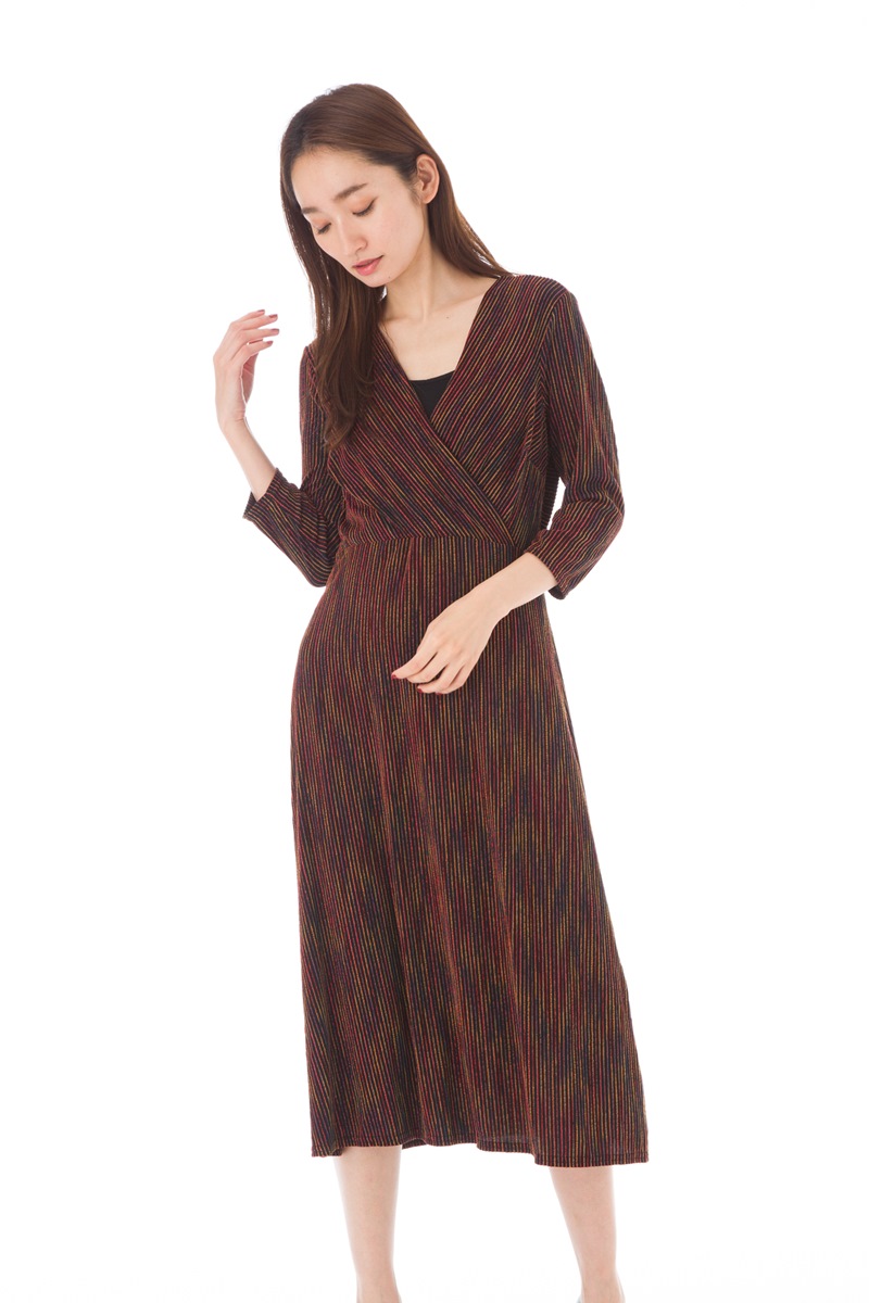 人気満点 楽天市場 ファス Fas ワンピース T2 T3 T4サイズ 7分袖 Vネック ラメ 大人ワンピース レディース Fille A Suivre ステラ 国内最安値 Cts Pn Sungaipenuh Go Id