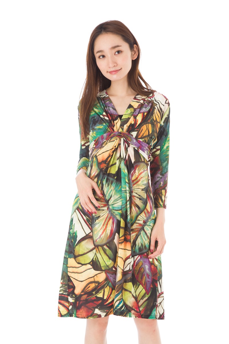 ｖネック T2 ジャージー インポート T3サイズ ｖネック 大人可愛い ７分袖 膝丈 T2 レディース ７分袖 フランス 大きいサイズ フィフィーユ Fifilles ワンピース ステラ Stellar ワンピース パリ T1 Paris きれいめ ステラ 上品 大人ワンピース