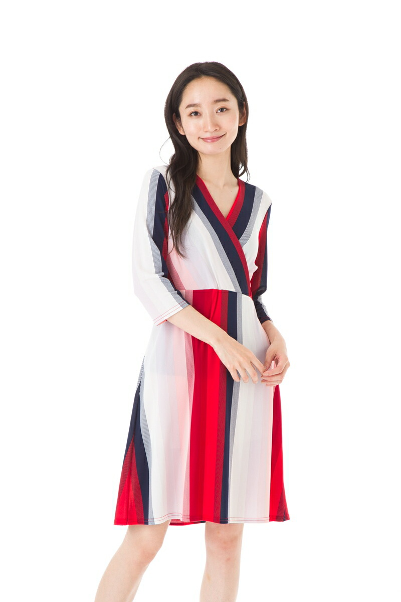 本店は 楽天市場 ファス Fas ワンピース T1 T2 T3サイズ 大人ワンピース レディース 5分袖 膝丈 ストライプ柄 Vネック ワンピース ジャージー 上品 大きいサイズ Fille A Suivre ステラ 初回特典付 ワンピース Www Alatuji Com