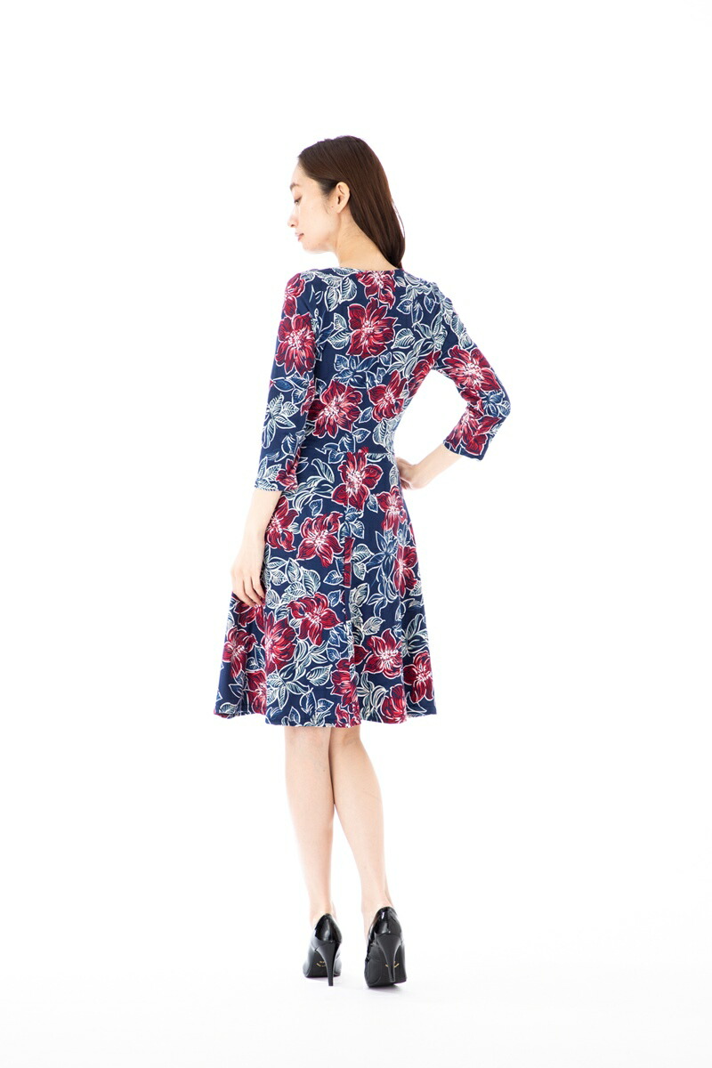 フランス Paris パリ レディース 七分袖 ワンピース インポート 大人可愛い 上品 Stellar ワンピース ステラ きれいめ エジェリ Egerie ワンピース T1 T2 T3サイズ 七分袖 膝丈ワンピース 花柄 カシュクール ジャージー レディース 大人 ステラ