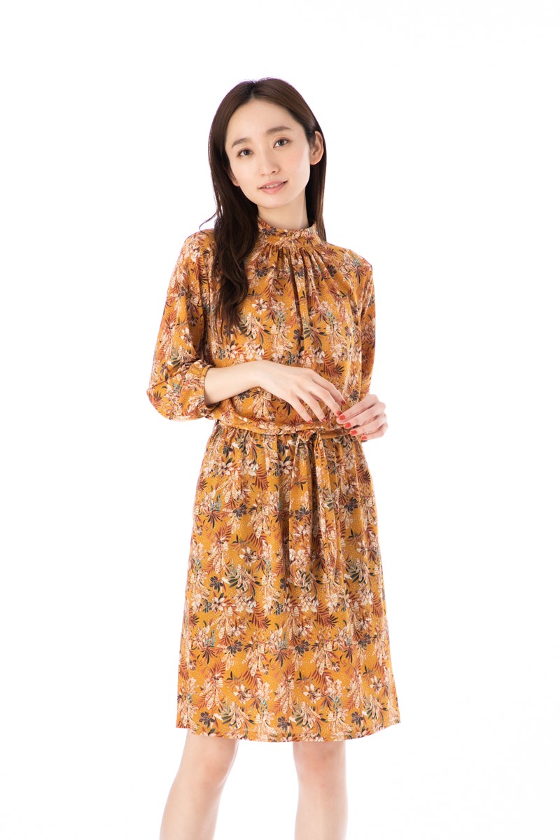 フランス Paris パリ ワンピース 七分袖 インポート T3サイズ 大人可愛い オトナ女子 フィフィーユ Fifilles ワンピース T2 T1 T2 T3サイズ 七分袖 膝丈 総柄 ジャージー 大人ワンピース レディース 上品 ステラ