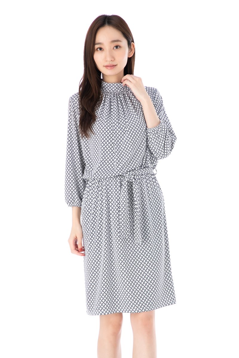 新品早割 フランス Paris パリ ワンピース インポート 大人可愛い オトナ女子 フィフィーユ Fifilles ワンピース T1 T2 T3サイズ 七分袖 膝丈 総柄 ジャージー 大人ワンピース レディース 上品 海外 正規品