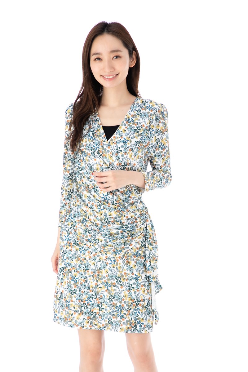 楽天市場 エジェリ Egerie ワンピース T1 T2 T3 T4サイズ 半袖 ひざ丈ワンピース ｖネック 花柄 大人 レディース 上品 ジャージー ステラ