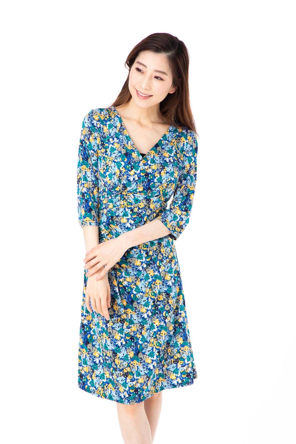 今ならほぼ即納 ワンピース カシュクール フランス Paris ファス Fas ワンピース レディース T2 エレガント 大人可愛い ７分袖 大人女子 インポート T3 膝丈 パリ T4サイズ ７分袖 花柄 カシュクール ジャージー きれいめワンピース レディース Fille A Suivre ステラ