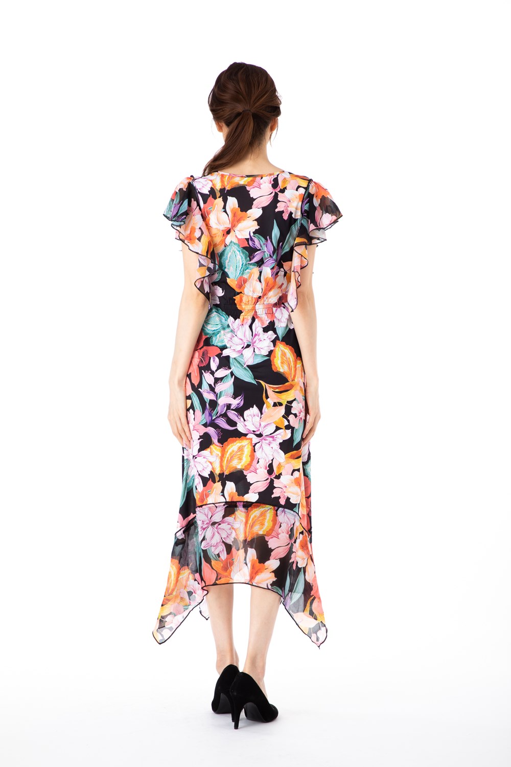 フランス Paris パリ ワンピース インポート 半袖 花柄 大人可愛い およばれ フィフィーユ Fifilles ワンピース きれいめレディースファッション Tuサイズ 半袖 ミドル丈 花柄 Uネック 大人ワンピース レディース きれいめ ステラ