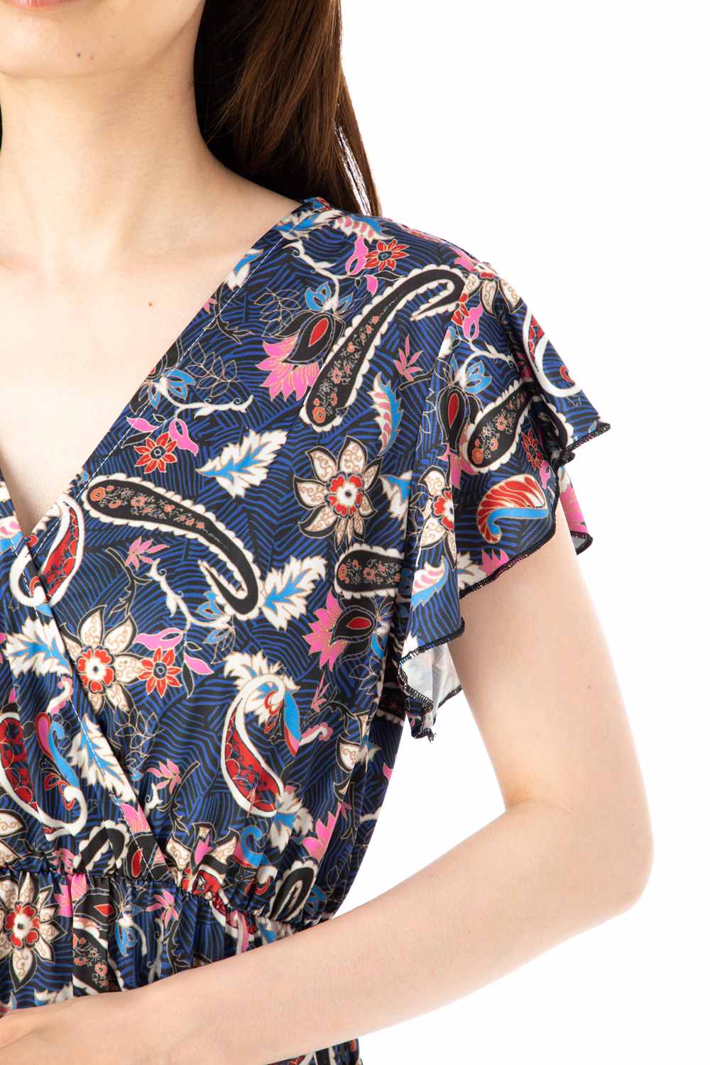 フランス レディース Paris パリ ワンピース インポート 大人可愛い オトナ女子 T3サイズ フィフィーユ Fifilles ワンピース T1 T1 T2 T3サイズ 半袖 カシュクール ロング丈ワンピース ジャージー 大人上品 レディース ペイズリー柄 大きいサイズ ステラ