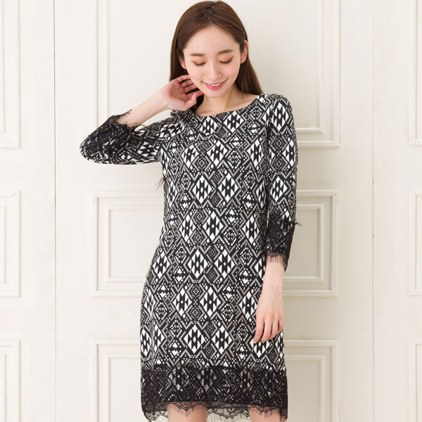 60 Off ファス Fas ワンピースフランス Paris インポート 上品 大人可愛い七分袖ワンピース レース ピケ 今月限定 特別大特価 Opensystem Cl