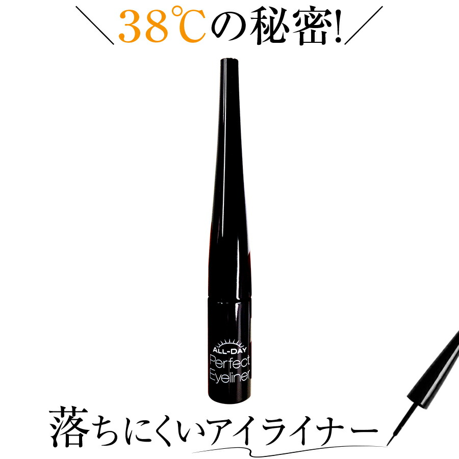 楽天市場 送料無料 オールデー パーフェクトアイライナー 真夏でも落ちにくいアイライナー 38 の秘密 ネコポス可 ブラック リキッド ウォータープルーフ 目元 漆黒 二重 目力 瞳 パッチリ目元 メイクアップ 簡単二重 奥二重 デカ目 ヘルシーライフ Pu