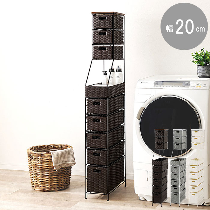 【ポイント10倍】《萩原/LF》ランドリーチェスト 幅20cm 高さ154cm スリム トイレ収納 サニタリー収納 薄型 収納棚 ロールストッカー収納 シンプル モダン コンパクト レトロ 新生活 一人暮らし RAN-2460 【北海道・沖縄・離島配送不可】｜e住まいるスタイル