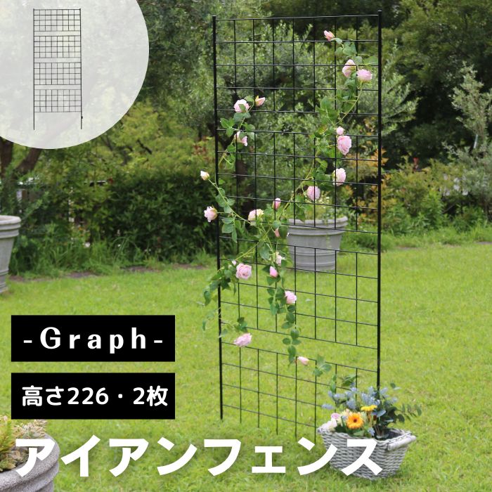【ポイント10倍】《SMST》アイアンフェンス 高さ226 グラフ 2枚組 フェンス ガーデンフェンス ガーデニング 枠 柵 仕切り 目隠し 境目 アンティーク 格子 つる バラ 園芸 ラティス 庭誘引 屋外 IF-GR024-2P 【沖縄・離島配送不可】【A:北海道 別途】[中型]