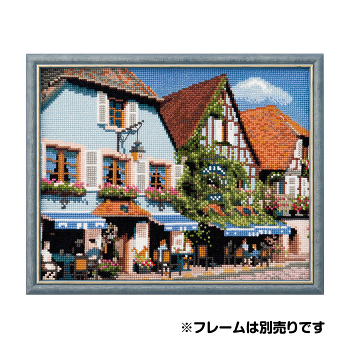 【マラソン限定!クーポン配布中!】NO_711 フランスの風景(クロスステッチ)　アルザス地方のカフェ　(取り寄せ品)　(ﾒｰﾙ便可)　≪送料無料≫