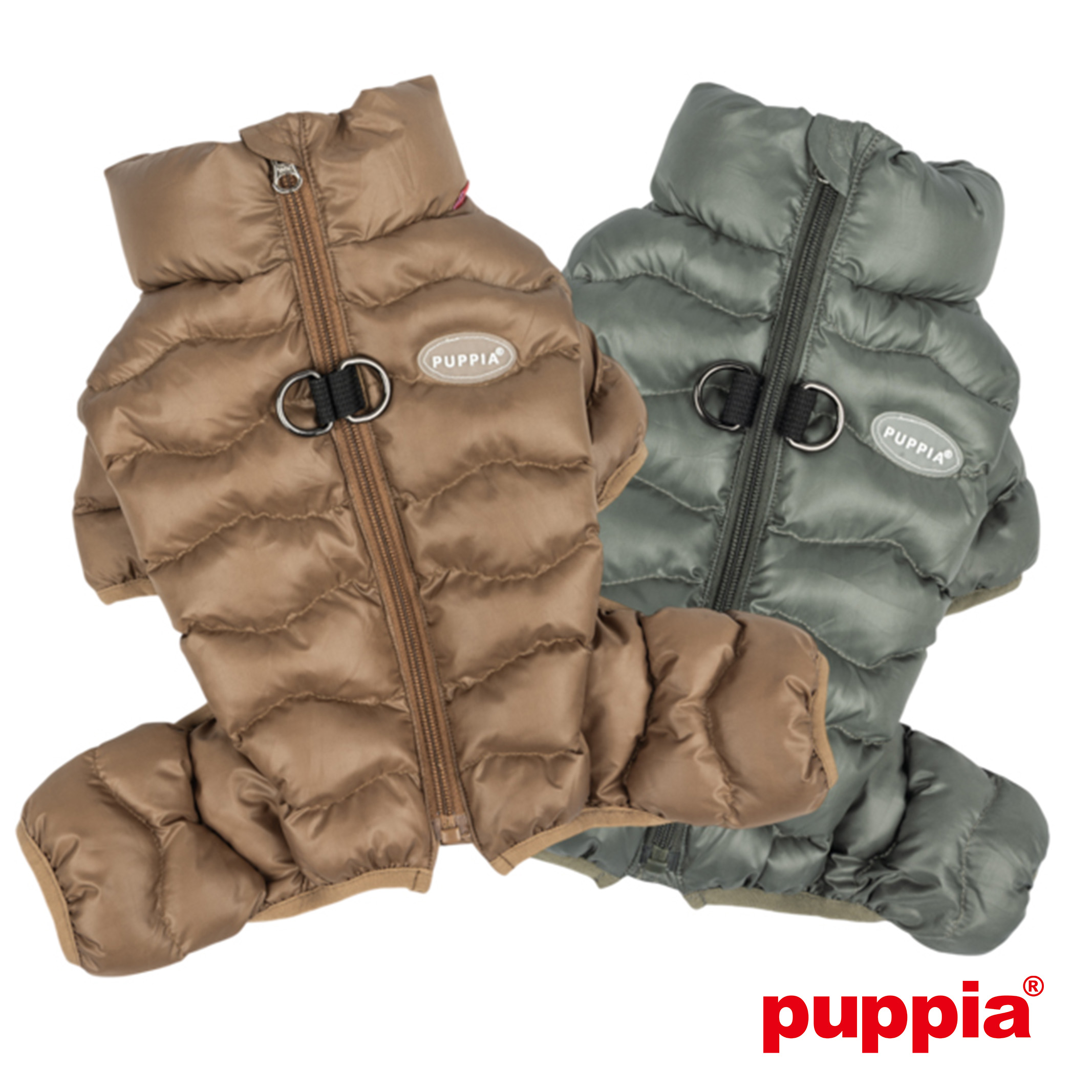 犬服 馬具一体型防寒前掛け 背開き オールインワン厚地の外套 馬具付き添い人 Wavy Puffer Suit 小型犬 中型犬 服  Puppia ドッグウェア 犬 厚地の外套 馬具 背開き服 馬具付 ベージュ カーキ 差し上げ物 差し上げ物 前掛け 今めかしい 防寒着 おさんぽ PUPPIA