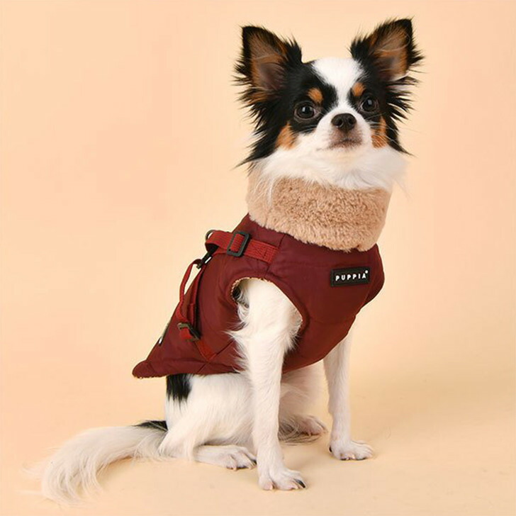 犬服ハーネス一体型防寒ジャンパー背開きタイプDONAVANコートハーネス付きジャケット背中ジッパーPuppiaドッグウェアXXLサイズ
