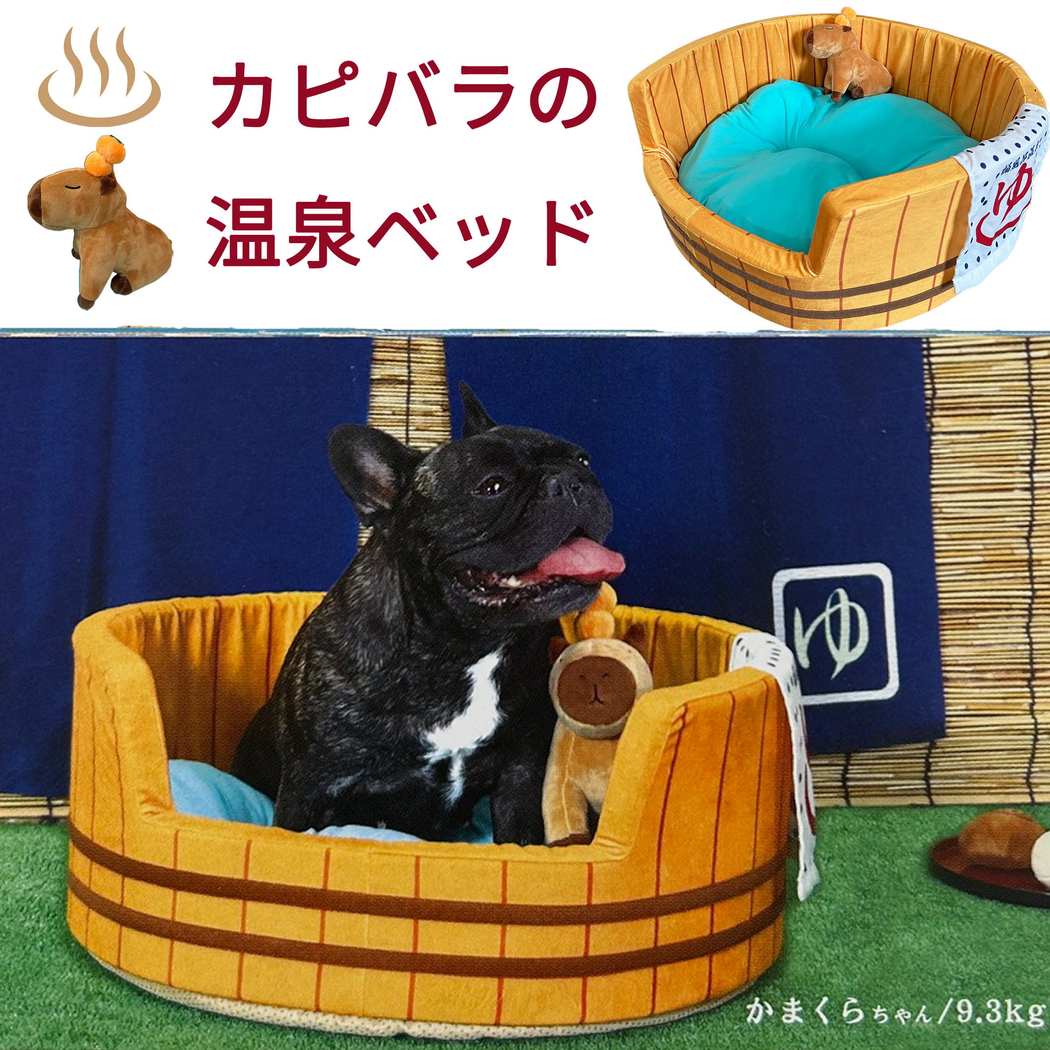 犬 猫 温泉 ベッド 和風 カピバラの温泉ベッド オールシーズン ひんやり 夏用 おもしろ 檜風呂風 ペットベッド ペット クール ペット用ベッド カドラー 面白い 和柄 檜桶 売れ筋 おススメ ペット用品 おしゃれ 桶 ペット用 風呂 クッション 癒しグッズ