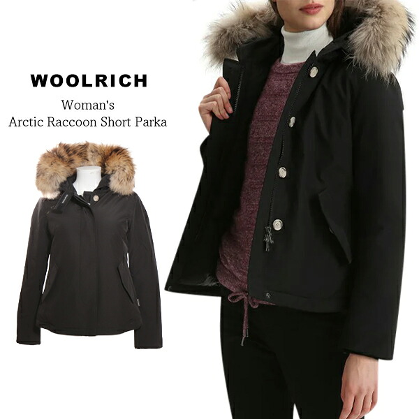 ウールリッチ ダウン アークティックパーカ レディース Arctic Raccoon Short Parkaアークティック ダウンジャケット コート アウター ダウンコート ショート丈 ラクーン 黒 ブラック woolrich リアルファー 暖かい|イータイムスプラス