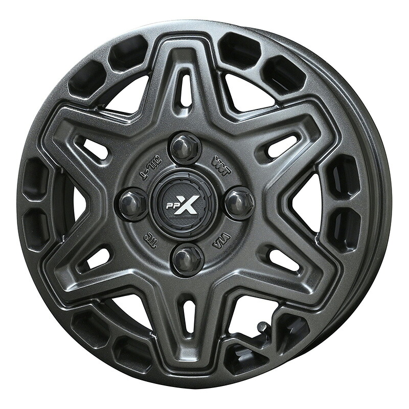 PPX MK6 14×4.5J PCD100 4H INSET+45 ハブ径φ67.1 JWL-T ステルスグレーメタリック 14インチ ホイール単品 1本 PPX MK6 共豊 AME