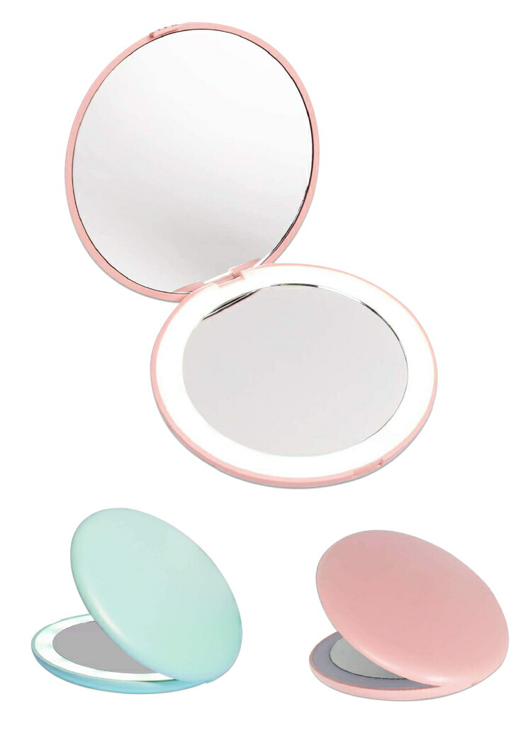 653円 激安の 拡大鏡 2面ミラー 2カラー 手のひらサイズ 丸型 コンパクトミラー Led 手鏡 女優ミラー おしゃれ 鏡 折りたたみ 持ち運び かわいい 等倍鏡 電池付き プレゼント 化粧箱入り 箱入り ギフトボックス