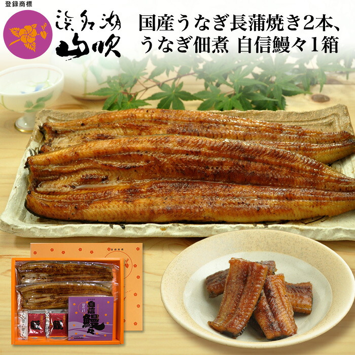 送料無料【うなぎ専門店 浜名湖山吹】うなぎ長蒲焼き2本とうなぎ佃煮(自信鰻々) YVK2M [うなぎ ウナギ 鰻 蒲焼き うなぎ蒲焼きセット うなぎ佃煮 国内産 国産 山吹 静岡 浜名湖山吹 冷蔵]