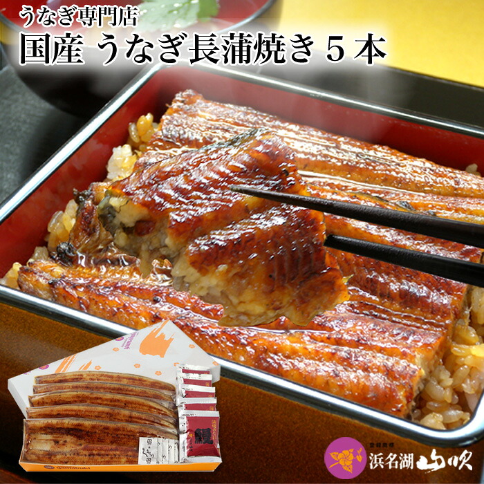 【うなぎ専門店 浜名湖山吹】【冷蔵でお届け】国産うなぎ 真空長蒲焼き 【大】115ｇサイズ5本 о_老舗デパ地下鰻屋の国内産の、うなぎ。お祝い ギフト プレゼント 贈り物 などに最適！食品【ウナギ、鰻、国産】｜うなぎ専門店　浜名湖山吹