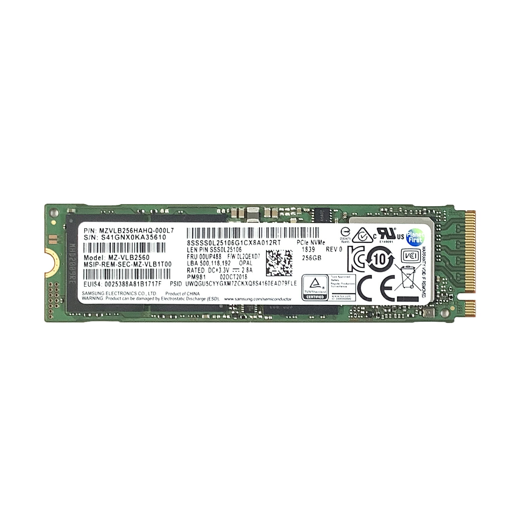 楽天市場】R110-SAMSUNG 256GB PCIe NVMe SSD 1点 サムセン PM961 型番:MZ-VLW2560 増設SSD【 中古動作品】 : エーワンケント楽天市場店