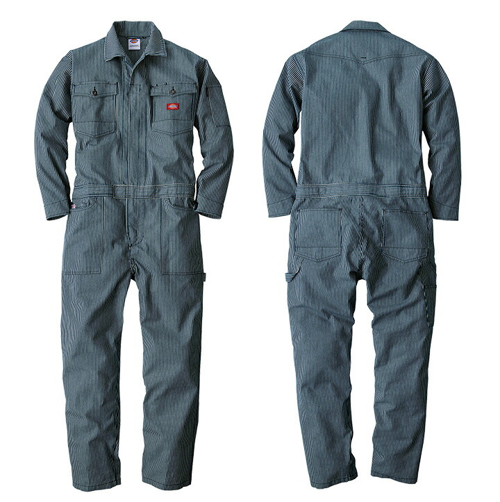 ギフト ディッキーズ 長袖つなぎ D-716 ストレッチヒッコリーツナギ 男女兼用 作業着 作業服 Dickies かっこいい 人気 おしゃれ  ハンマーループ ツールポケット 工具が入る 反射テープ 自動車整備士 板金塗装 バイク メンズ レディース virooh.com.br