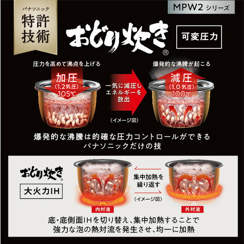 パナソニック SR-MPW102-W 可変圧力IHジャー炊飯器 「おどり炊き