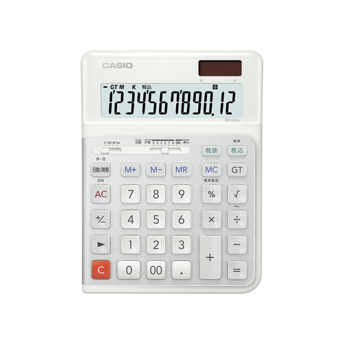 カシオ DE-12D-L-WE 人間工学電卓 デスクタイプ 12桁 ホワイト DE12DLWE｜イーウェルネス店