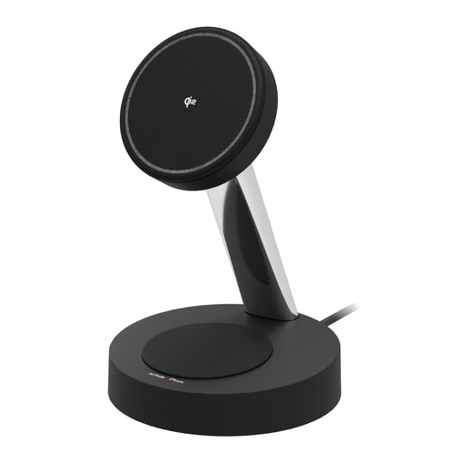 エレコム W-MS11BK ワイヤレス充電器 Qi 認証 スマホ・AirPods対応 2in1充電スタンド
